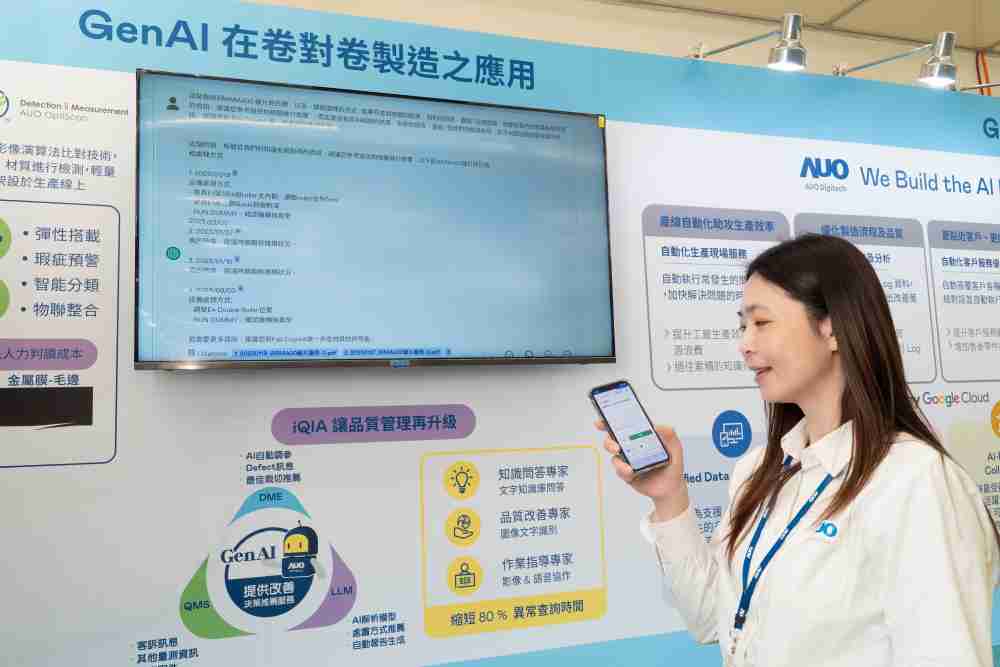 云顶国际8588yd数位积极发展数智化转型，，，透过AI落地应用优化制造流程，，革新人力、、生产效率与设备维护效益，，，图为〝智能质量推升助手-iQIA〞（Intelligent quality improve assistant）应用情境，，，，协助质量管理再升级。。。。